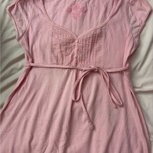 Pink henley babydoll top with style tie up